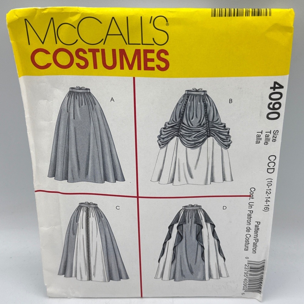 McCall's Sewing Pattern 4090 Misses Size 10-16 Renaissance Victorian Skirt CCD